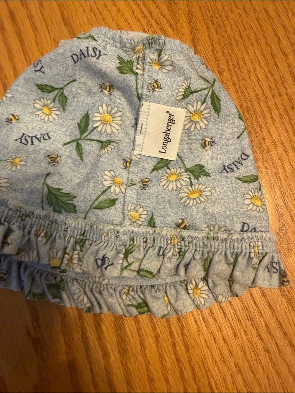 Longaberger Light Blue Daisy Print Ruffle Kids Sun Hat